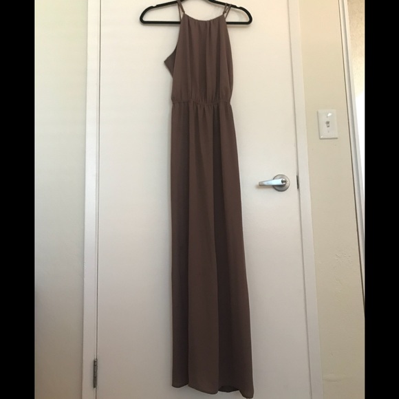 Taupe Forever 21 Halter Chiffon Gown - Picture 3 of 4